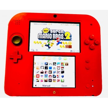 Nintendo 2DS Crimson Red 2 Modded Custom - 2DS Modded Complete*