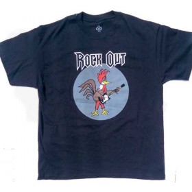 Rock Out Rock Band Rooster T-Shirt - Dark Blue