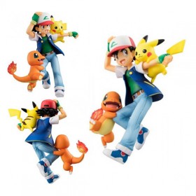 Toy - Megahouse - Action Figure - Pokemon - GEM Series - Ash Pikachu and Charmander Figure Set