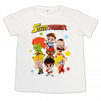 Mini Street Fighter Characters T-Shirt Medium White