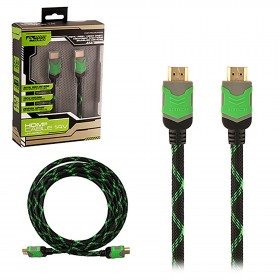 Monster Style HDMI High Speed Cable SST Series Nylon Mesh Gold Plated - Black/Green 8 ft (KMD)