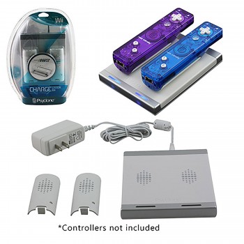 Wii - Charger - Dual Charge Station - With Two Batteries - Compatible with Motion Plus - White (Psyclone)