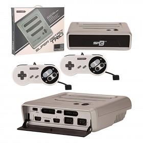Super Retro Trio System - 3in1 Original Nintendo/Super Nintendo/Genesis - Silver & Black