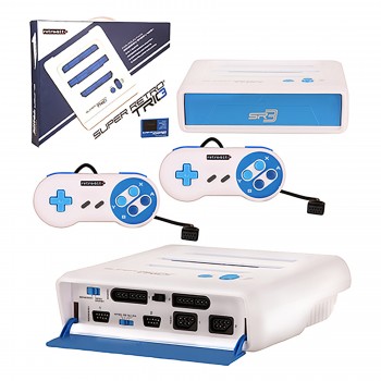 Super RetroTRIO - Console - NES/SNES/Genesis - 3 in 1 System - White/Blue (Retro-Bit)