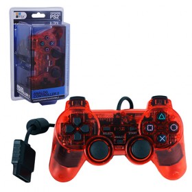 PS2 Controller Wired Similar Dualshock 2 Clear Red Playstation 2