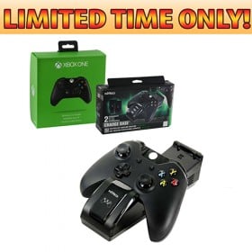 Xbox One - Bundle - Official Controller & Charge Base Promo Bundle - Black - NULL